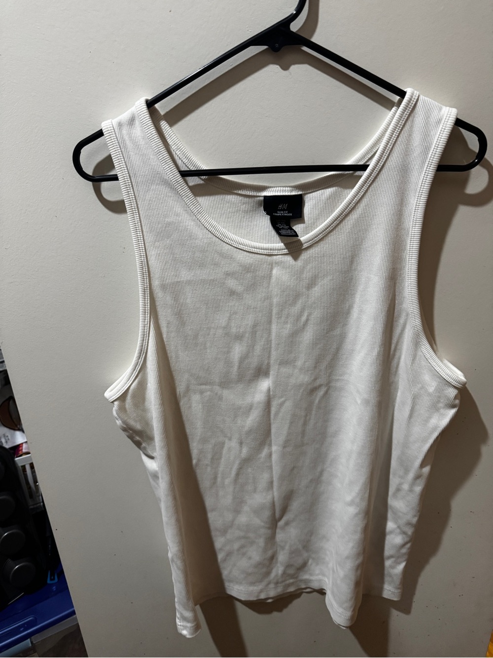 H&M Cream Ribbed Tank Top - Scoop Neck Sleeveless